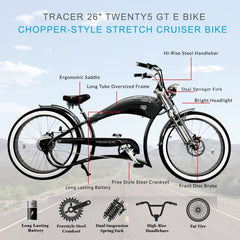 Tracer Twenty5 26" DS 48V/17.5Ah 500W Dual Springer Cruiser E-Bikes