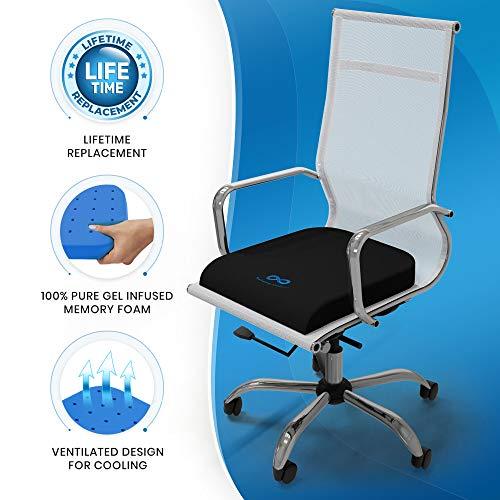100% Memory Foam Seat Cushion - Gel Infused & Ventilated - Upper